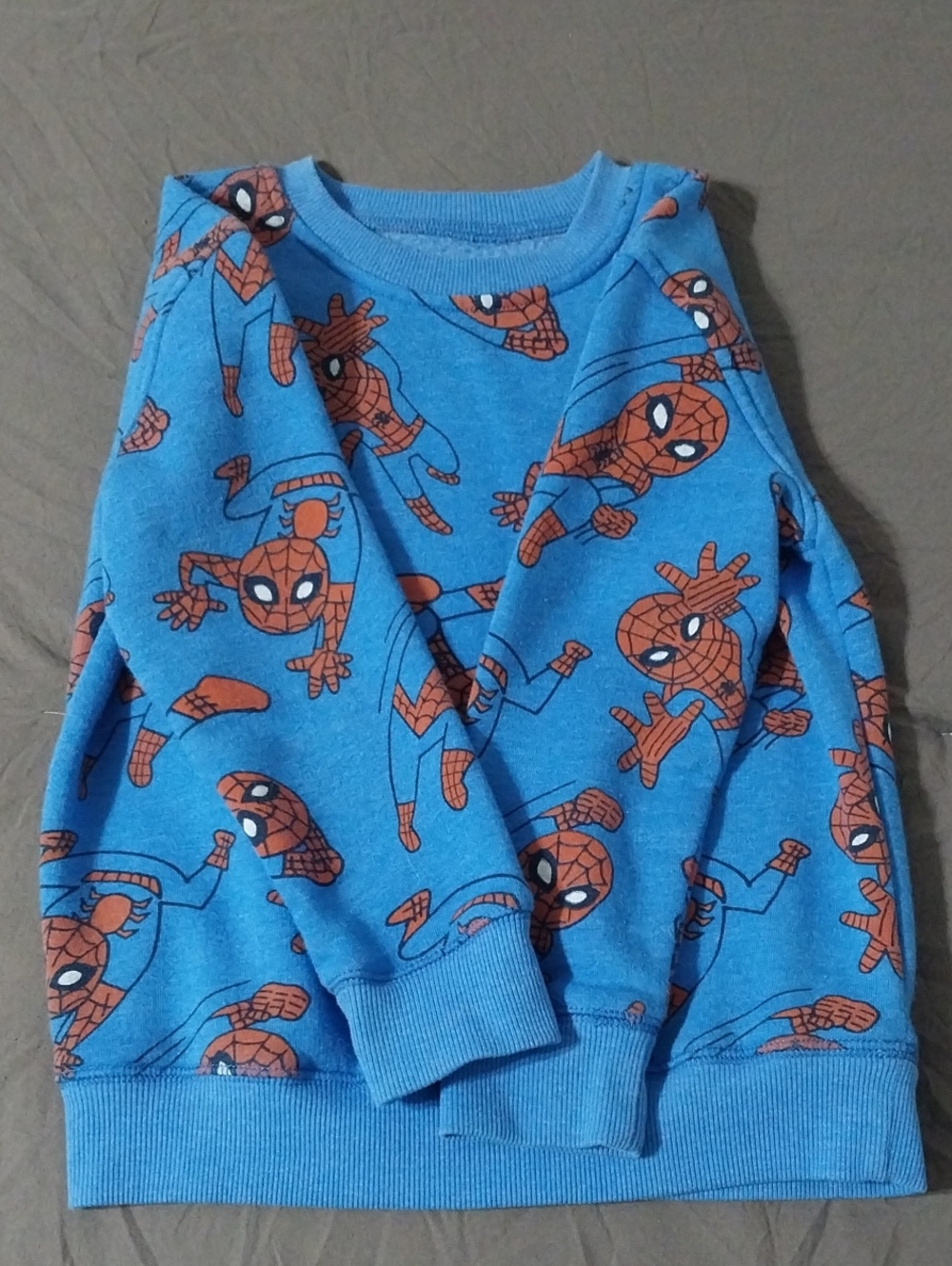 Marvel Blue Sweatshirt with Orange Spider Print